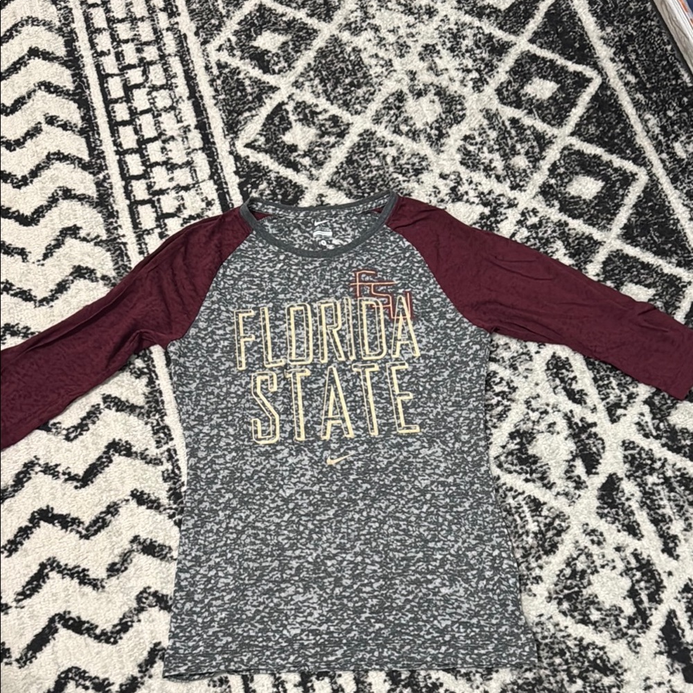 NIKE Florida State FSU Women’s Raglan Shirt - Gray and Garnet 3/4 sleeve